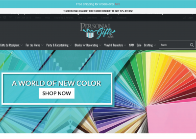 Personal Gifts Homepage screen